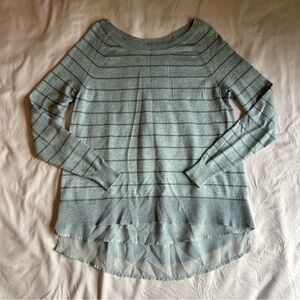 Maurices Striped Sweater with Sheer Hem – Small